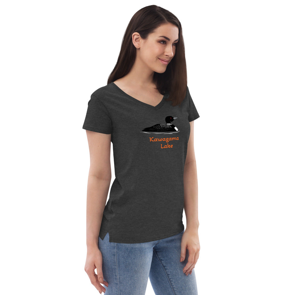 Kawagama Loon Women’s recycled v-neck t-shirt