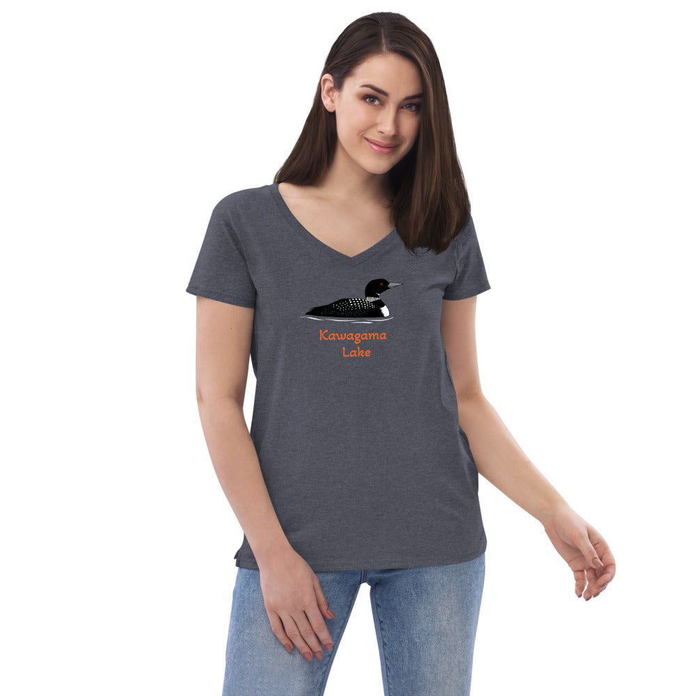 Kawagama Loon Women’s recycled v-neck t-shirt