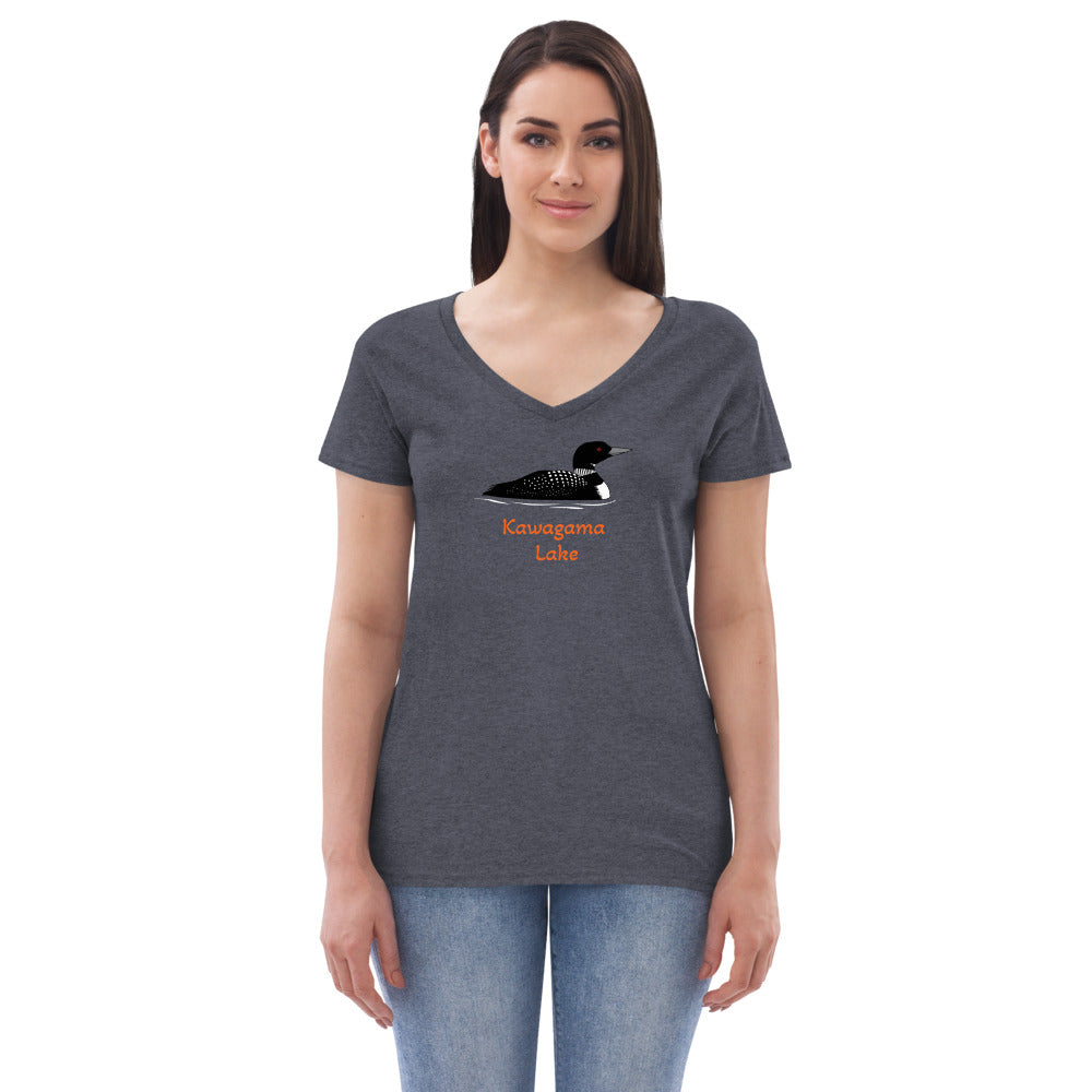 Kawagama Loon Women’s recycled v-neck t-shirt