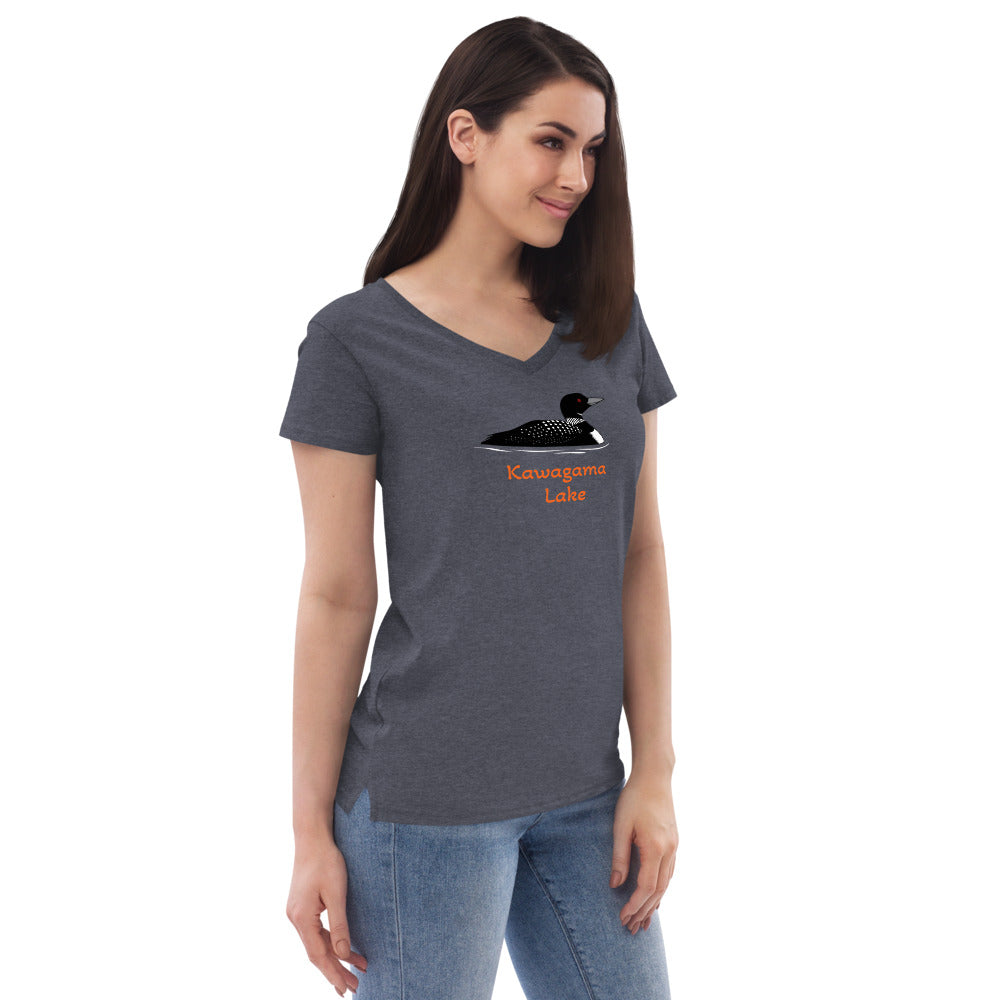 Kawagama Loon Women’s recycled v-neck t-shirt