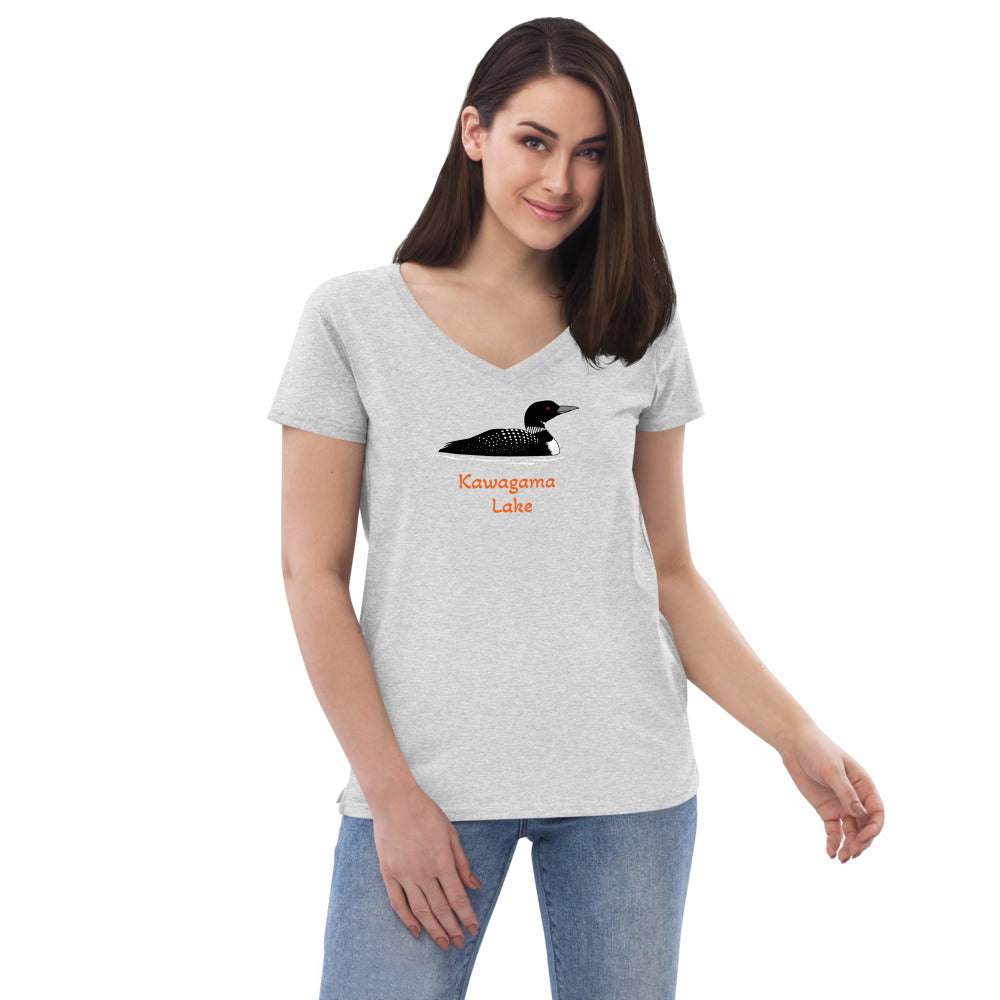 Kawagama Loon Women’s recycled v-neck t-shirt