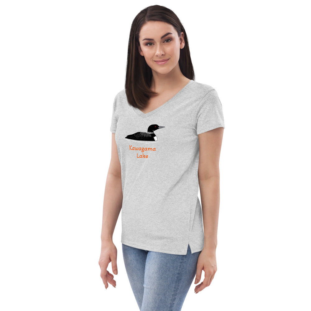 Kawagama Loon Women’s recycled v-neck t-shirt