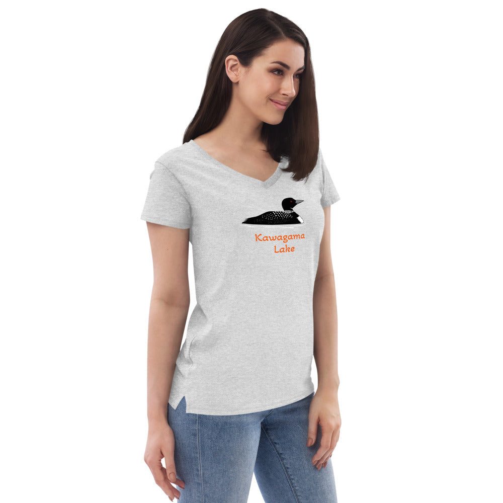 Kawagama Loon Women’s recycled v-neck t-shirt